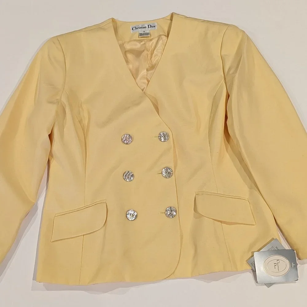 NEW CHRISTIAN DIOR Vintage Silk Blazer V- neck Jacket